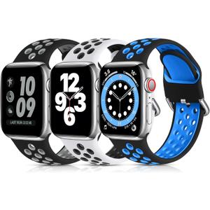 Lerobo 3 Pack Sport Bands Compatible with Apple Watch Band 44mm 46mm 45mm 42mm 49mm Men Women,Soft Silicone Breathable Band for iWatch SE Ultra 3 2 for iWatch Series 11 10 9 8 7 6 5 4 3 2 1