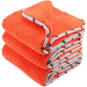 SPTA Car Microfiber Towels, 3Pcs Microfiber Car Cleaning Cloths, Upgraded 1200gsm Ultra-Thick Cars Drying Towel Microfiber for Car and Home Polishing Washing and Detailing 16'' x 16''(3 Pack)