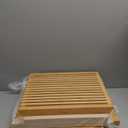 Small Bamboo Dining Bench, 17inch Farmhouse Decor Indoor Kitchen Table Bench, Entryway Shoe Rack Bench, Outdoor Bench, Solid Bamboo Benches for Living Room, Hallway, Bedroom (Natural)