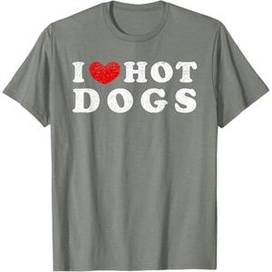 I Love Hot Dogs, I Heart Hot Dogs T-Shirt (Small)