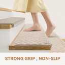 Bullnose Stair Treads Non Slip 9.5" x 30", 14 Pcs Carpet Stair Treads for Wooden Steps Indoor with Edge Protection, Reusable Peel and Stick TPU Backing Stair Runner Rugs - Lattice Pattern Beige Grey