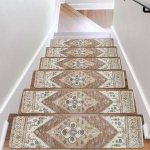 OJIA Super Non-Slip Stair Treads for Wooden Steps, 30"X8" Indoor Stair Runners Slip Resistant Stair Rugs Safety Mats for Dogs, Kids & Elders, Rubber Backed Stair Treads Stair Covers (15PC)