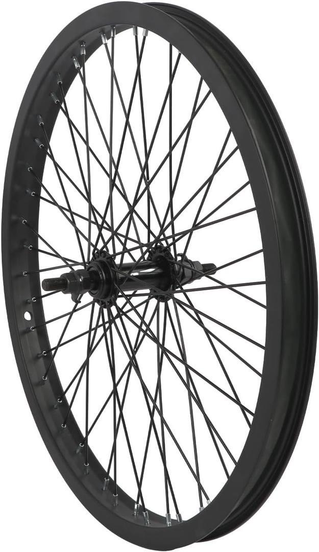 BMX Wheel 20 x 1.75 48H, Front and Rear Wheel with Single Speed Freewheel and Aluminium Rim, Black (20" crossea, Black Front Wheel)