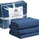 Hillfair 100% Cotton Oversized King Bed Blanket - 120" x 120" - Family Size 10 ft x 10 ft - Waffle, Breathable - Blue