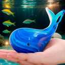 Blue Glass Whale Figurine Collectibles Hand Blown Art Glass Whale Sea Animal Paperweight Home Table Decor Gifts for Daughter Women Mom Gifts