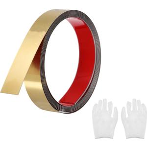 uxcell Stainless Steel Molding Trim Self Adhesive, Brushed Gold Peel and Stick Wall Molding Trim with Glove, Decorative Trim for Wall Mirror Home Decor, 0.98 Inch x 6.56 Feet