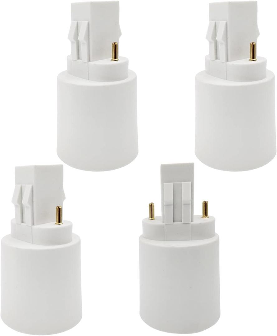 E-Simpo 4pcs Gx23 to E26/E27 Lamp Base Holder Socket Adapter, Refinded Gx23 to E26/e27 Bulb Base Converter CFL PL-S PL-C Bulb Holder Conversion Double Tab.2P in Parallel (4-Pack)