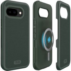 TUDIA MergeGrip [Military Grade] Magsafe Compatible Google Pixel 9a Case 2025, [Drop Tested] Dual Layer Shockproof Slim Non-Slip Heavy Duty Protective Pixel 9a Phone Cases - Pine Green