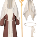 Kids Nativity Saint Joseph Robe Shepherd Costume Boys Halloween Cosplay Outfit Accessories Set