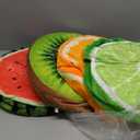 Coume 4 Pcs 15.7 Inch Fruit Pillows Round Floor Cushions 3D Watermelon Kiwi Lemon Orange Decorative Stuffed Throw Pillows Chair Toy Seat Floor Seat Cushions for Kids Couch Sofa Classroom