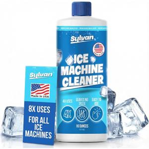 Sylvan Ice Machine Cleaner and Descaler | 16 oz | Free Cloth | Made in USA | Nickel Safe Ice Maker Cleaner and Descaler | Universal Compatibility for Commercial & Residential Ice Makers