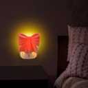 Pink Bow Resin Night Light Plug in Dusk to Dawn Decorative Night Lights for Indoor Bedroom, Bathroom Hallway