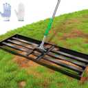 Lawn Leveling Rake 48X10 inch,Extra Wide Lawn Leveler,78" Levelawn Tool,Adjustable Steel Extended Handle Lawn Level Tool,Heavy Duty Yard Leveling Rake Suit for Garden,Golf Lawn and Farm
