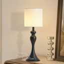 Table Lamp for Bedroom, Cordless Bedside Lamps for Living Room, Touch 3-Way Dimmable Desk Lamp for Night Stands, Rechargeable, Battery Operated Lamp with Fabric Shade for Dorm, Home Office (Black)