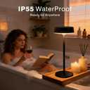 Solar Table Lamp, Waterproof Shower Lamp with 3 Color Dimmable, Rechargeable LED Lamp for Outdoor, Patio, Bedroom, Garden, Camping, Bathroom, (Black)