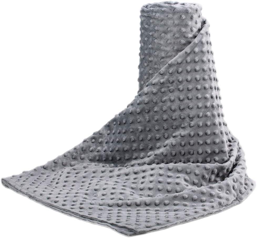 Acdyion Weighted Blanket Cover 48x72, Grey Minky Dot & Fleece Removable Duvet Cover with 12 Ties, Washable Fabric for 48x72 Weighted Blankets, Soft Minky and Cozy Fleece Dual-Sided Cover