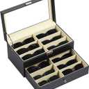 AUTOARK Leather 12 Piece Eyeglasses Storage and Sunglass Glasses Display Drawer Lockable Case Organizer,Black,AW-023