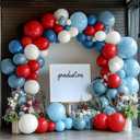 Red Blue White Balloon Arch Double Stuffed Navy Royal Dusty Blue Ruby Red Balloon Garland Kit with Latex for Birthday Baseball Baby Shower Nautical Graduation Veterans Day Party Decoration