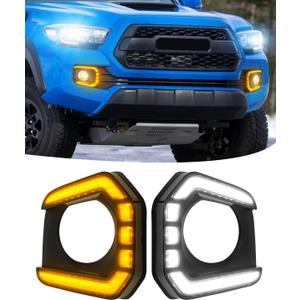 LED Fog Lights Assemblies for 2016-2023 Tacoma DRL Daytime Running Lights Amber Turn Signal LED Fog Lamps Cover Tacoma Accessories