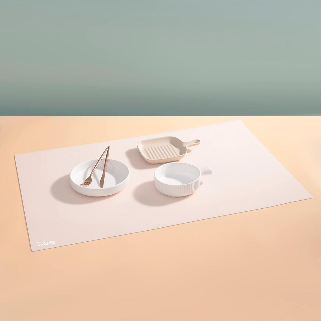 Extra Large Silicone Mat 36" x 24" Place Mats, Heat Resistant Mat for Kitchen Countertop Protector, Thick Placemats Silicone Mats for Kitchen Counter Mat Dining Table Mat, White Translucent, Sapid