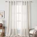 Beige Linen Curtains 94 inch Length for Living Room Grommet Light Filtering Sheer Privacy Window Curtain 2 Panels Set Canvas Cloth Textured Cozy Farmhouse Boho Semi Sheer Drapes