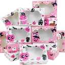 24Pcs Pink Halloween Cookie Boxes With Window, Ghost Boo Pumpkin Gift Cardboard Paper Treat Bakery Boxes, Goody Container for Trick or Treat Party Supplies