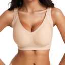 Wireless Bras for Women Full Coverage Supportive Push Up Bra Comfortable Seamless Yoga Friendly Fits 34C-40DD (Medium, Nude)