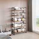BHG Vintage Multifunctional Folding Bookshelf, No-Assembly Plant Stand Storage Rack Shelves for Home Office, Size: 5-tier Wide