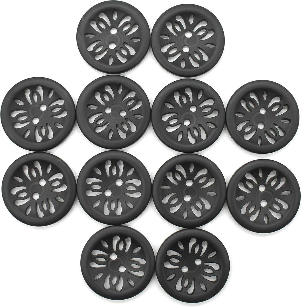 12 Pcs 25mm Matt Black Buttons 1 Inch for Sewing Buttons Large 2-Holes Flatback Vintage Craft Buttons for Crafts and DIY Handmade Repair Clothing (Black)