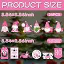 Blosssound 24 Pcs Pink Gnome Ornaments for Christmas Tree Wooden Xmas Hanging Ornaments Wood Santa Decoration for Tree Winter Holiday Craft Gnome Elf Party Supplies Decor