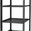 20U Server Rack Cabinet with Drawer & 2 PCS Full Size Rack Shelves - Integrated Top/Bottom Panels, 4 Rolling Wheels for 19" Equipment & Home Lab Studio