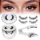 Magnetic Eyelashes 2 Pair Reusable Magnetic Eyelashes with Applicator No Glue Needed Eyelashes Cat Eye Natural Look Lash Clusters Kit Easy to Wear and Remove
