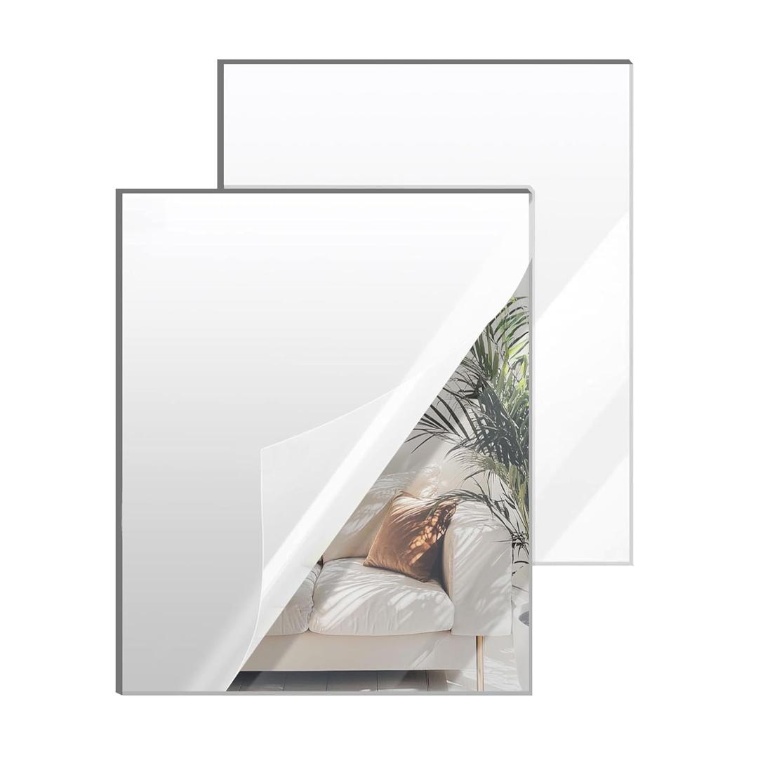 Silver Mirror Acrylic Sheets  2 Pack, 12x16Inches, 1/8 Inch Thick, Reflective Mirror Acrylic Ideal for Laser Cutting, DIY Crafts, and Home Decorations (30x40cm)