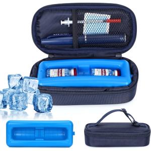 Insulin Vial Cooler Travel Case Diabetic Travel Case TSA Approved, Medicine Cooler for Travel Tsa Approved, Portable Mini CoolerCase with Protective Ice Brick  (G3_navy Blue)