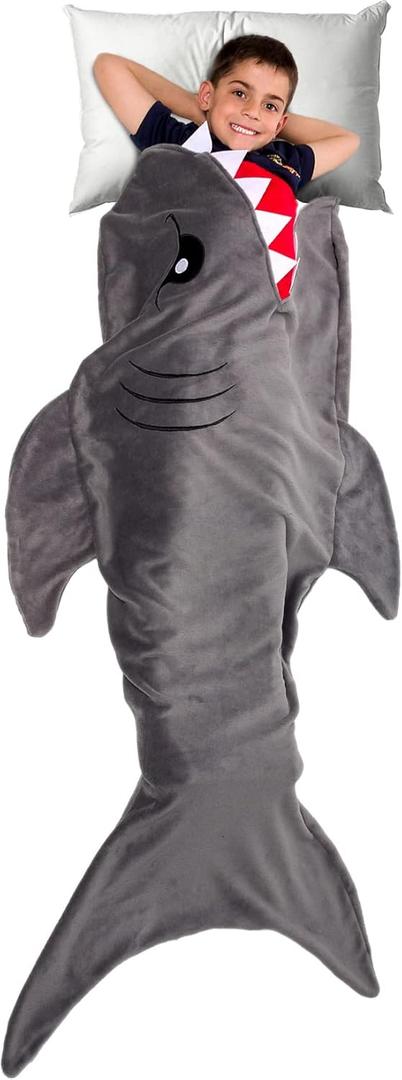 Silver Lilly Animal Tail Blanket - Plush Animal Sleeping Bag Blanket for Kids (Gray Shark)
