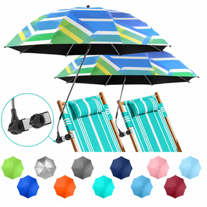 2 PACK Beach Umbrella with Clamp, 360 ° Adjustable Umbrellas for Chair, UPF50+ Umbrella for Beach Chair, Patio Chair, Wheelchair, Camping Chair, Golf Carts (Chair Not Included)