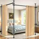 SUNALLY Room Divider Tension Curtain Rod, No Drilling Room Separator for Space Partition, 4-10ft(H) 32-200inch(W) Adjustable Heavy Duty Temporary Wall Divider Floor to Ceiling Tension Rod, Black