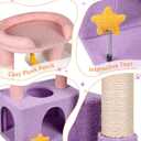 31" Cute Cat Tower for Indoor Kittens with Cat Condo, Plush Platform, Hammock, Sisal Scratching Posts, Dangling Ball, Tall Cat Tree Tower with Self-Grooming Brush (Moonlit Violet)