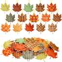 XunYee 30 Pcs Thanksgiving Ornaments Decoration Fall Maple Leaf Hanging Decorations Felt 3D Buffalo Plaid Maple Leaf Fabric Ornaments for Farmhouse Harvest Autumn Festival Party Decor
