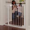 Toddleroo by North States - Bright Choice Auto Close Baby Gate: Pressure Mounted Baby Gate for Doorways with Glow in the Dark Handle - Adjustable 29.75 to 40.5 Inches Wide - 30 Inches Tall - White