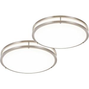 DLLT 2Pack Flush Mount LED Ceiling Light: 16 Inch 5CCT (3000K-6000K) & Dimmable Ceiling Light Fixtures for Bedroom Hallway - 36W Modern Brushed Nickel Super Bright Kitchen Lighting Fixtures Ceiling
