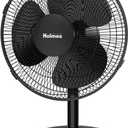 HOLMES 12" Table Fan, 75 Oscillation, 3 Speeds, 15 Adjustable Head Tilt, Ideal for Home, Bedroom or Office, Black