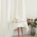 LAMIT 48 Inch Length Linen Curtains for Small Windows, Cream White Semi Sheer Grommet Drapes Light Filtering Privacy Short Window Panels for Kitchen/Bathroom/Bedroom, 2 Panels, 42 x 48 Inch
