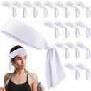 Hiboom 18 Pack Tie Headband Bulk Sports Tennis Headband for Men Women Ninja Karate Head Tie Athletic Sweatbands Elastic Hair Bands for Basketball, Football, Soccer, Running, Yoga (White)