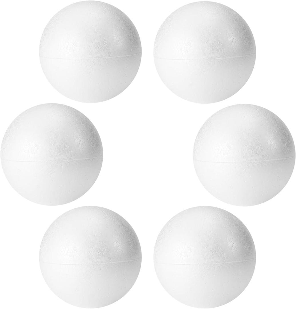 FFchuanhe 6 Pack Craft Foam Balls 4 inch, White Polystyrene Smooth Round Balls, for Arts and Crafts Supplies, School Project, Weddings, Christmas, Home Decoration