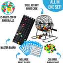 Regal Bingo Deluxe Game Set for Adults and Kids - Includes 8 Inch Wheel Cage, 75 Balls, Master Board, 50 Cards and Colorful Chips - Fun Family Game Night