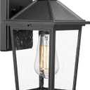 Outdoor Wall Light Fixture, HWH Exterior Wall Sconce Lantern, Outdoor Porch Lights with Seeded Glass Shade for Doorway, Garage, Matte Black Finish, 5HX64BM BK (Large)