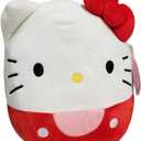 Squishmallows Official Kellytoy Sanrio Squad Squishy Stuffed Plush Toy Animal (Hello Kitty (Red), 7 Inch)