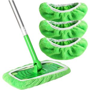3 Pack Green Reusable Microfiber Mop Pads Replacement, Wet and Dry Flat mop Cover, Washable Wet Pads Refill for Surface/Hardwood Floor Cleaning (Mop is Not Included)