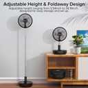 Belife X8 Portable Fan, 7200mAh Battery Powered Rechargeable, Oscillating USB Desk Floor Fan with Remote, Foldable Telescopic Fan for Home Bedroom Sleeping Office Camping Travel, 7.7" (Black)
